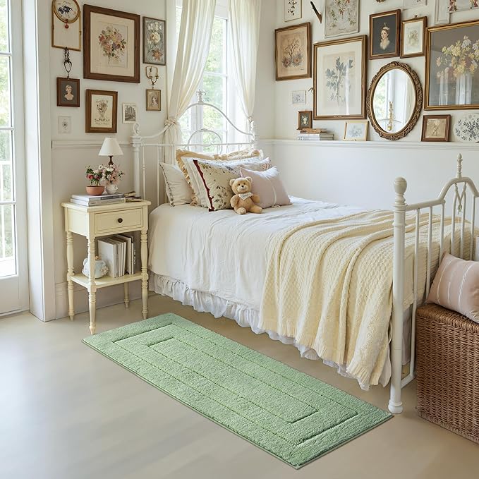 GRANNY SAYS Sage Green Bathroom Rugs Non Slip, 59" x 24", Small Bathroom Rugs Washable,Bath Mats for Floor, Microfiber Bath Mat for Tub, Absorbent Shower Rug