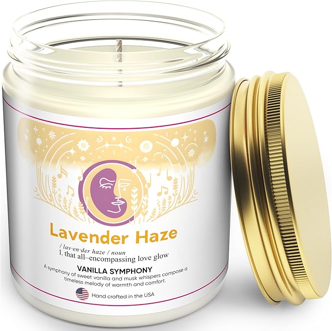 Taylor Inspired Lavender Haze Candle - Long Lasting Soy Wax Candle Gift Set for Taylor Fans - Luxury Scented Candles for Taylor Parties, Home, Birthday Candle - 5 Fragrances (8oz)