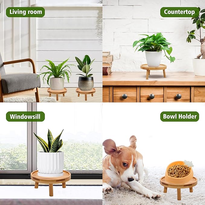 ARTORA Mid Century Modern Plant Stand, Wood Indoor Plant Holder Succulents Plant Pot Raiser Decorative Corner Planter Stand for Small to Medium Plants (Natural 2PCS)