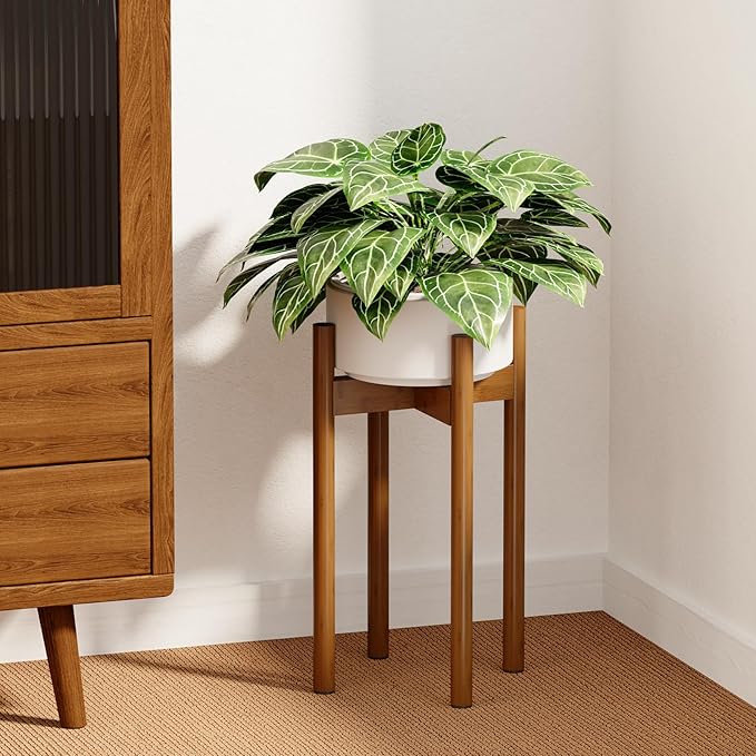 Adjustable Plant Stand Light Brown Tall