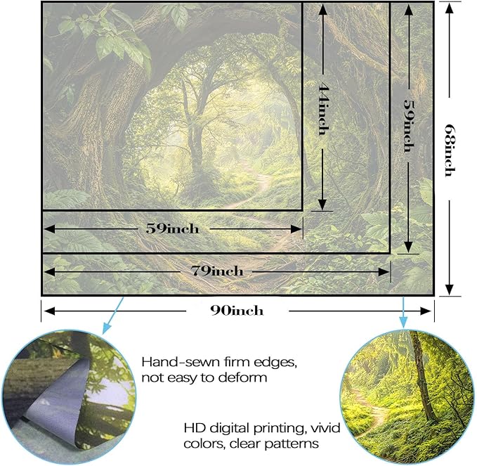 Kanuyee Forest Tapestry Green Landscape Wall Tapestry, Nature tapestries for Bedroom Ceiling Tapestries Wall Hanging for Bedroom Living Room Wall Decor Forest-2 70"x90"