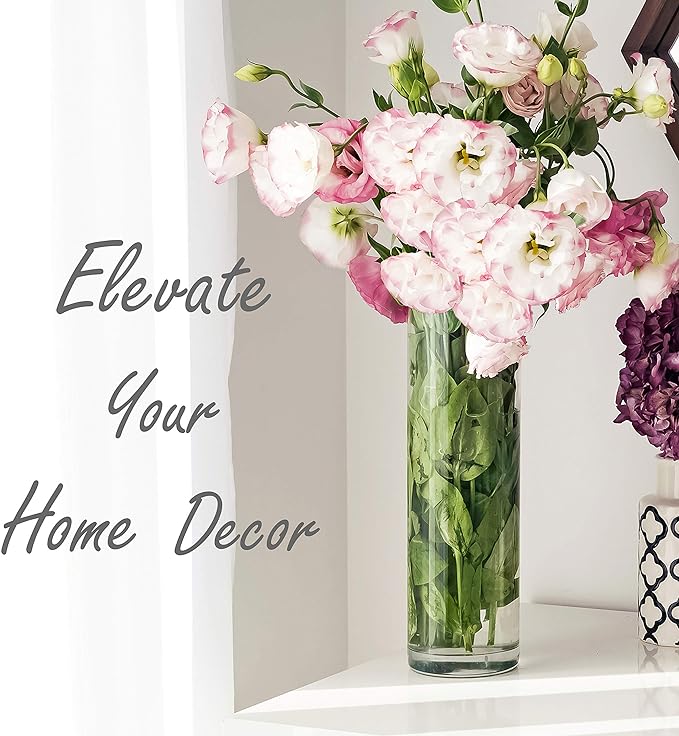 CYS Excel Clear Glass Cylinder Vase (H:20" D:4") | Multiple Size Choices Glass Flower Vase Centerpieces | Hurricane Floating Candle Holder Vase
