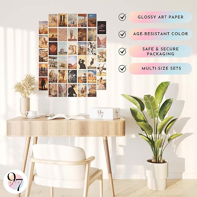 97 Decor Western Room Decor for Bedroom - Western Wall Decor Art Prints, Country Pictures Wall Decor, Desert Wall Collage Kit, Cowboy Decor for Home, Vintage Cowgirl Poster (4x6 Inch)