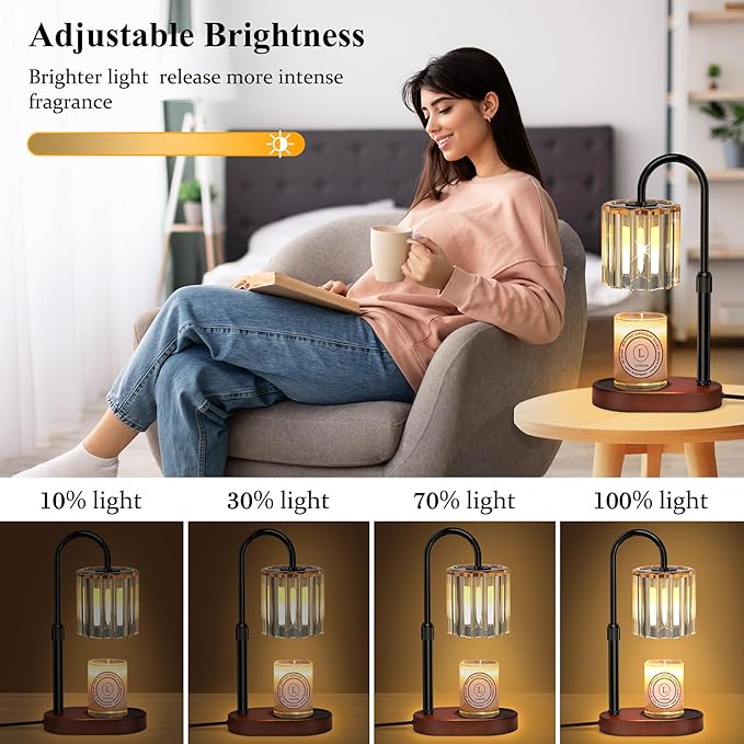 Lukasa Candle Warmer Lamp, with Timer Dimmer Adjustable Height, Birthday Gifts for Women, Mothers Day Gifts for Mom, House Warming Gift New Home, Wax Melt Warmer for Scented Jar Candles, with 2 Bulbs