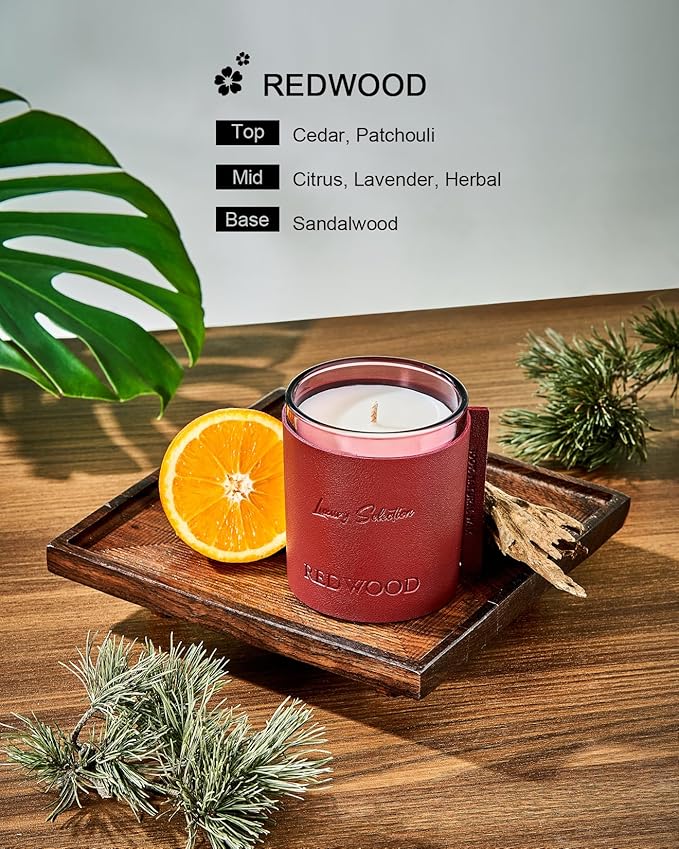 M&SENSE Redwood Scented Candles Soy Wax Natural Candle for Home, 7.4oz 40 Hour Long Burning Luxury Air Freshening Jar Candle Gift, Aromatherapy Candle for Relaxation, Meditation, Stress Relief