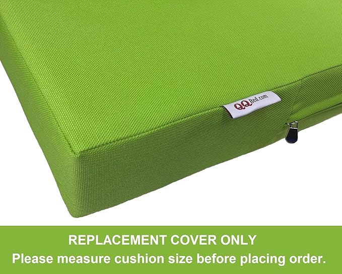 2 Pack 25X25X5 Inch Outdoor Water-Resistant Cushion Pillow Replacement Covers Only with Zipper for Patio Furniture, Sofa, Loveseat, Deep Seat Chair in Green Color
