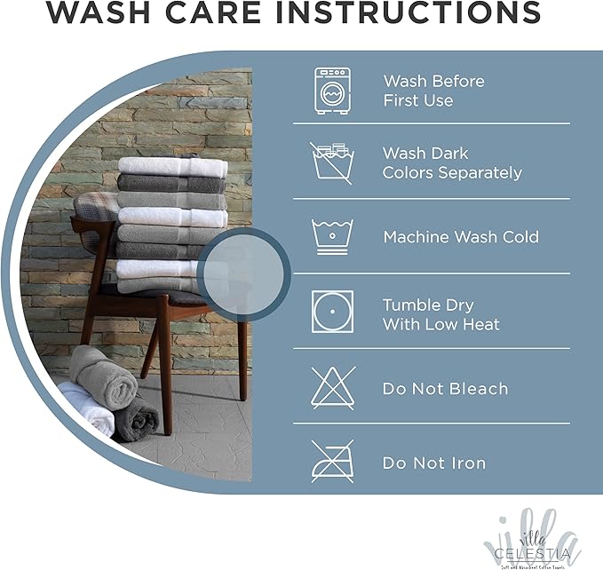 100% Cotton Bath Towel Set of 10-2 Bath Towels, 4 Hand Towels, 4 Wash Cloths, Sustainable, Soft, Highly Absorbent, Combed Cotton 10 Piece Set for Hotels, Spa, Bathroom, Dorm, Blue