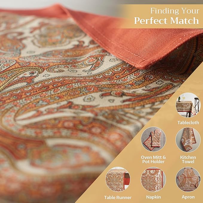 Maison d' Hermine Placemats Set of 4 100% Cotton Washable Cloth Place Mats, Reusable Table Mats for Kitchen Dining Decoration, Party, Wedding, Restaurant (Kashmir Paisley, 13" x 19")