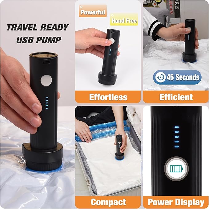 Vacuum Storage Bags with Electric Pump, 25 Combo Space Saver Bags Vacuum Seal Bags with Pump, Space Bags, Comforters, Blankets, Beddings