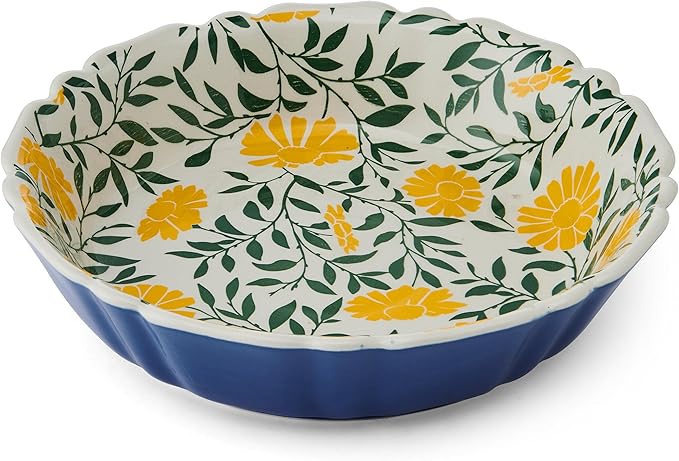 Pfaltzgraff Tranquil Elegance Floral 12 Piece Bowl Dinnerware Set, Service for 4, Blue