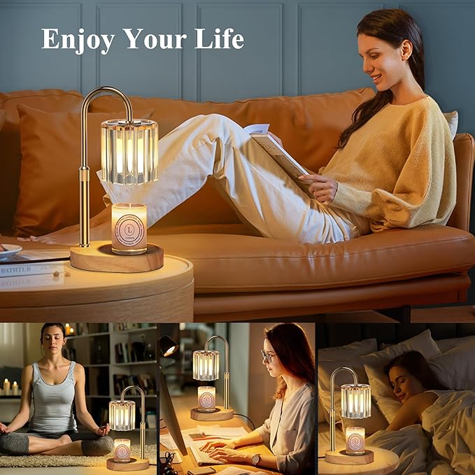 Lukasa Candle Warmer Lamp, with Timer Dimmer Adjustable Height, Birthday Gifts for Women, Mothers Day Gifts for Mom, House Warming Gift New Home, Wax Melt Warmer for Scented Jar Candles, with 2 Bulbs