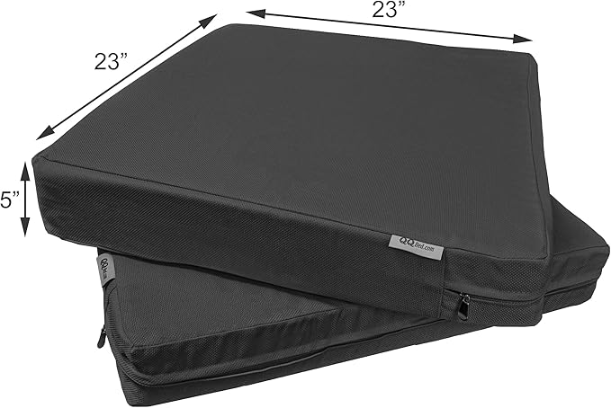 2 Pack 23X23X5 Inch Outdoor Water-Resistant Cushion Pillow Replacement Covers Only with Zipper for Patio Furniture, Sofa, Loveseat, Deep Seat Chair in Space Gray Color
