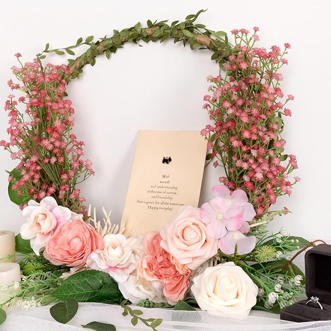 N&T NIETING Pink Baby Breath Flowers, 30Pcs Fake Gypsophila Plants Artificial Baby Breath Flowers for Wedding Bouquets Party Home Garden Decoration
