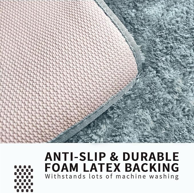 FIFU Bathroom Runner Rug 24" W x 48" L, Bath Mats for Bathroom, Bedroom & Kitchen, Non-Slip Rubber Latex Backing, Comfort & Soft Shower Bathmat & Carpet for Sink, Home & Hallways, Teal