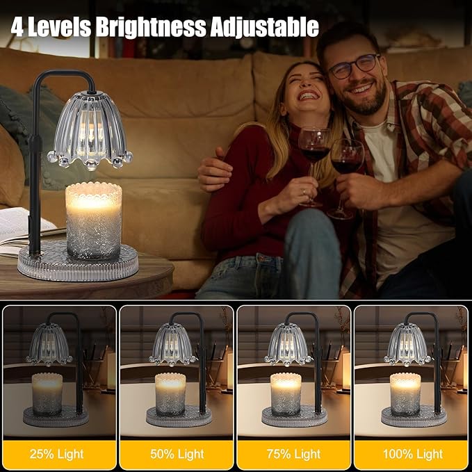 Candle Warmer Lamp with Timer - Electric Candle Wax Melt Warmer with Adjustable Height and Dimmer for Scented Candle Wax, Home Fragrance Décor and House Warming Birthday Gifts for Women Mom