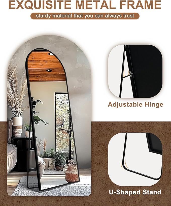 Delma Arched Mirror Full Length,56"x20" Standing Mirror,Large Floor with Stand for Wall Entryway Door Bedroom Bathroom Living Room