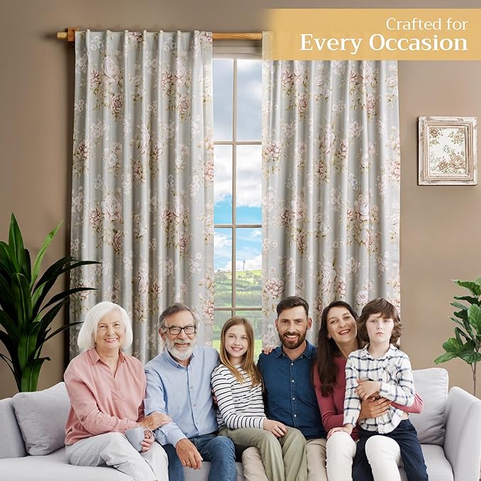 Maison d' Hermine Curtains for Living Room 100% Cotton 124 inch Length One Panel Light Filtering Curtains for Bedroom Windows with Rod and Loop Pockets Drapes (Newburry Pewter, 50" W x 124" L)