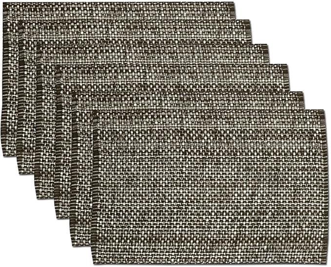 Sweet Home Collection 100% Cotton Placemats for Dining Room Rectangle Two Tone Woven Fabric 13" x 19" Soft Durable Table Mat Set, Set of 4, Chocolate
