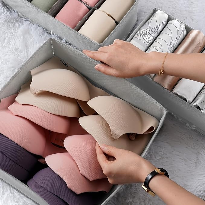 Criusia Drawer Organizer Clothes, 8 Pack Dresser Organizer for Underwear, Sock, Baby Clothes- Foldable Closet Organization and Storage Dividers Bins for Nursery, Bedroom (Grey)