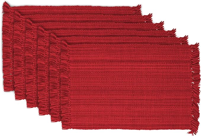 DII Variegated Tabletop Collection, Placemat Set3x19, Tango Red, 6 Piece