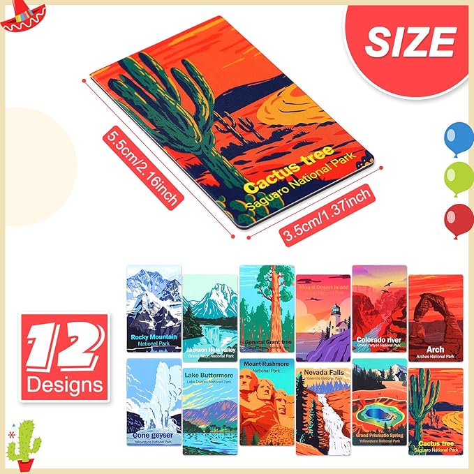 Outus 24 Pcs Magnetic Bookmarks National Park Magnetic Page Markers Assorted Inspirational Book Mark Set with National Park Landscape Book Marker Clip for Book Lovers Students Teachers Reading