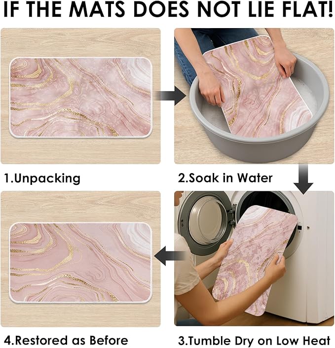 Britimes Bath Mat for Bathroom, Marble Washable Cover Floor Rug Carpets Floor Mat Bathroom Decorations 20x32 Inches for Kitchen Indoor