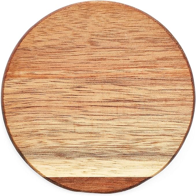8 Pack Round Acacia Wood Coasters for Coffee Table - Wooden Coasters for Drinks, Dining Table, Bar (4 in)