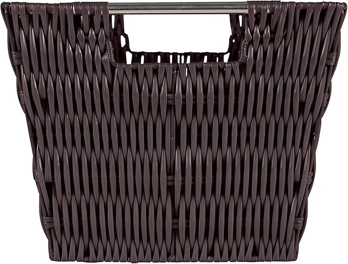 Simplify 12"x10"x8" Medium Woven Basket for Storage with Handles, Nursery, Playroom, Toys, Bedroom, Closet, Clothes, Office, Decorative Organizer Rattan Totes, Chocolate