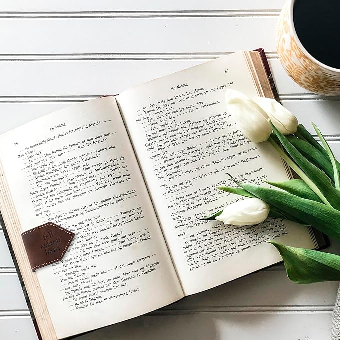 Fell Asleep Here Magnetic Faux Leather Bookmark for Book Lovers