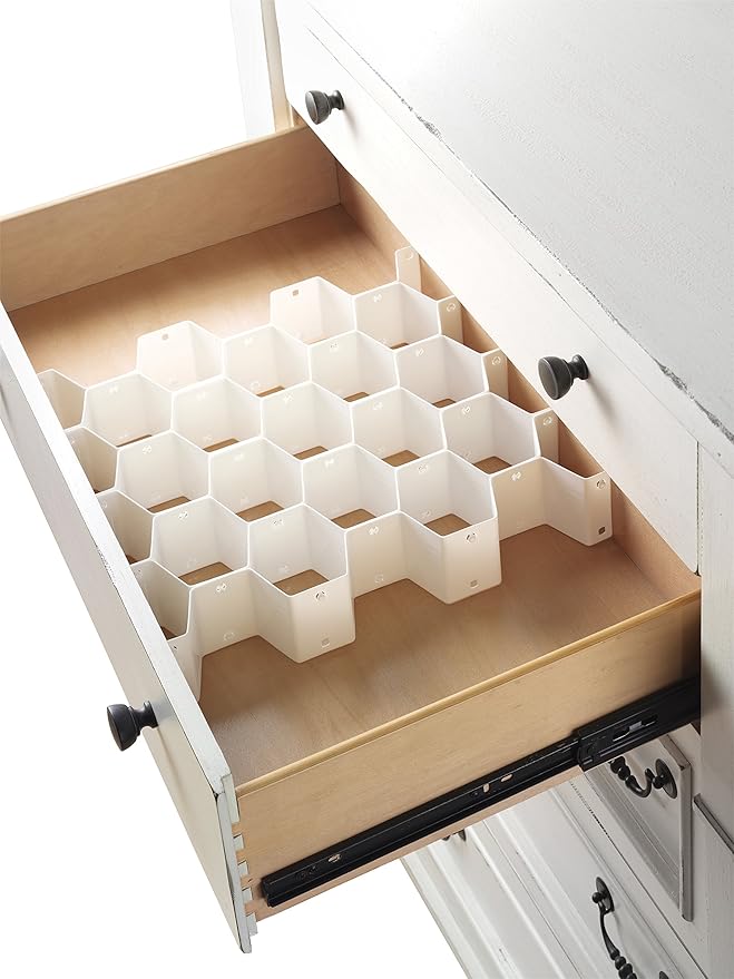 Whitmor 6025-3928 Honeycomb Drawer Organizer, 1 Count (Pack of 2), White