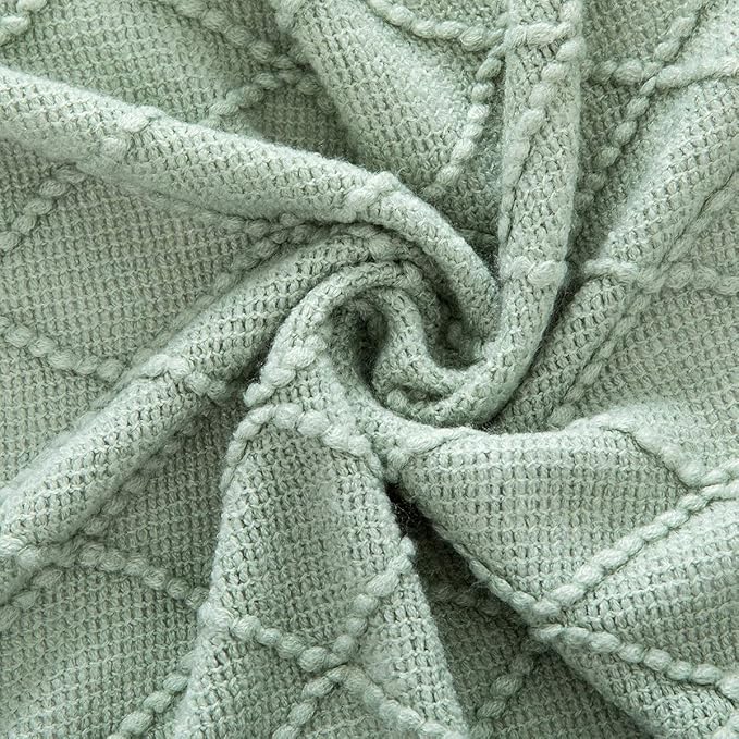 Homiest Decorative Knitted Throw Blanket with Fringe Soft & Cozy Tassel Blanket for Couch Sofa Bed (50" x 60", Aqua)