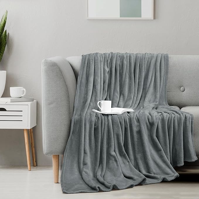 Utopia Bedding Cool Grey Fleece Blanket Queen Size Fuzzy Soft Anti-Static Microfiber Bed Blanket (90x90 Inch)