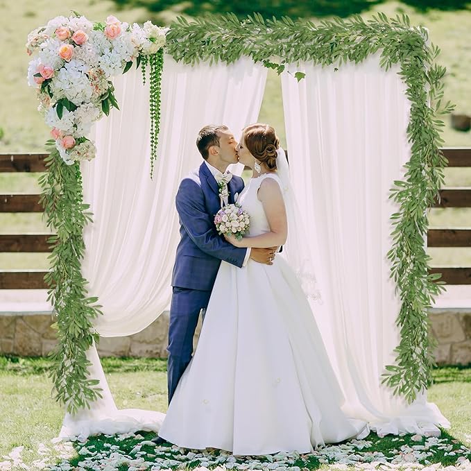 2Pcs Artificial Olive Leaves Garlands 6.2Ft-Fake Hanging Silk Willow Leaves Ivy Vines Faux Bayberry Leaves Twigs Greenery Rattan for Indoor Outdoor Wedding Birthday Party Home Garden Table Decor