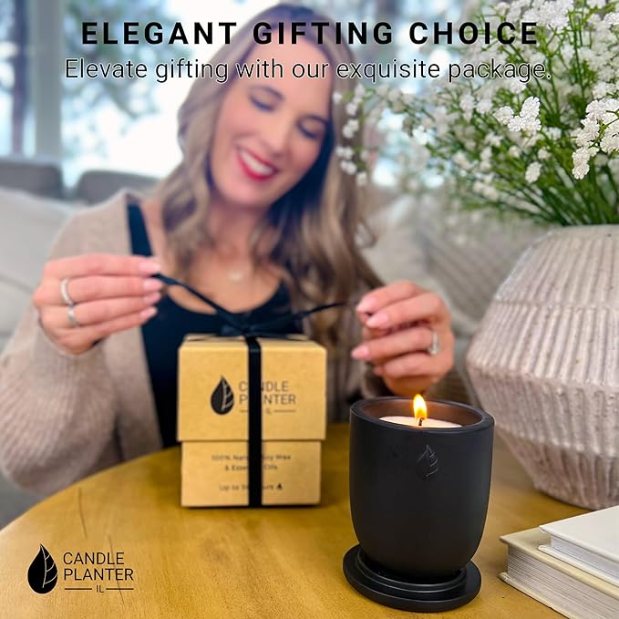 Matani Concrete Cement Candle Planter - Aromatherapy, Soy Candle & Dual Purpose Jar Candles, Strong Gift Candles - Grey Lavender
