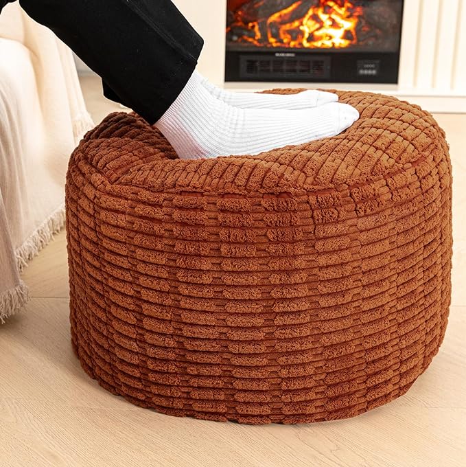 Asuprui Pouf Ottoman Round Ottoman Foot Rest Foot Stool Poufs for Living Room Bean Bag Chair Floor Pouf Storage Solution or Wedding