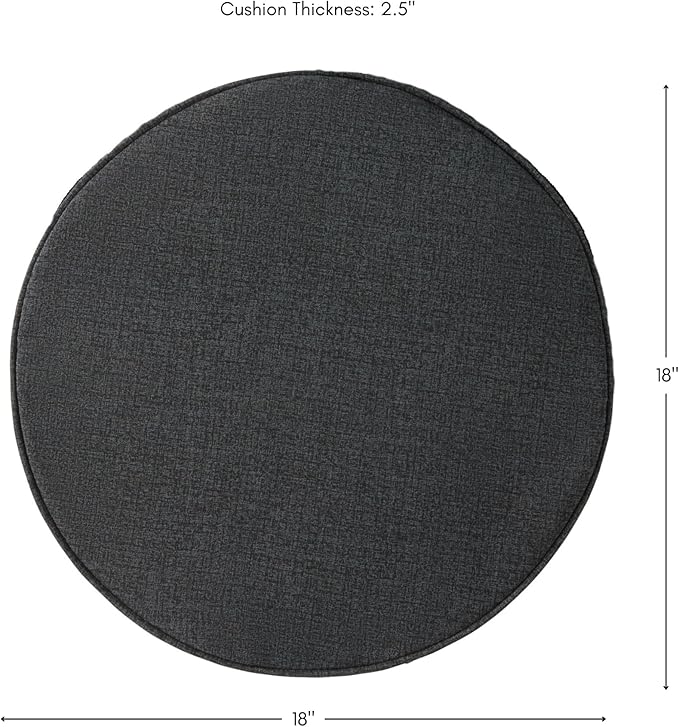 Greendale Home Fashions Outdoor 18-inch Round Reversible Seat Cushion, 2-Pack, Graphite 2 Count