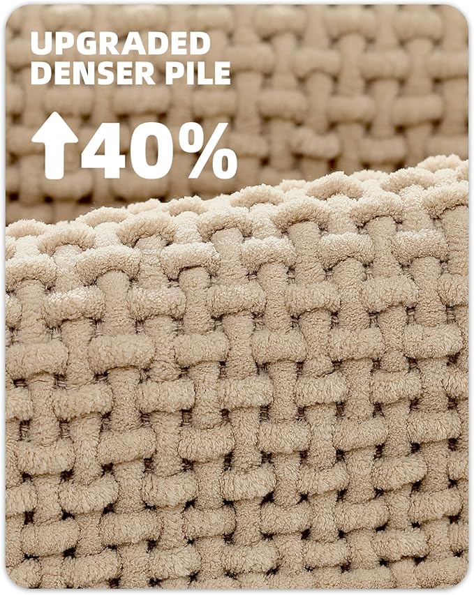 Color&Geometry Chenille Toilet Rugs U Shaped Washable, Absorbent, Stain Resistant, Non Slip, Quick Dry, 20"x24" Beige Toilet Mat for Bathroom Contour Bath Rugs for Toilet Base, Standard-Sized