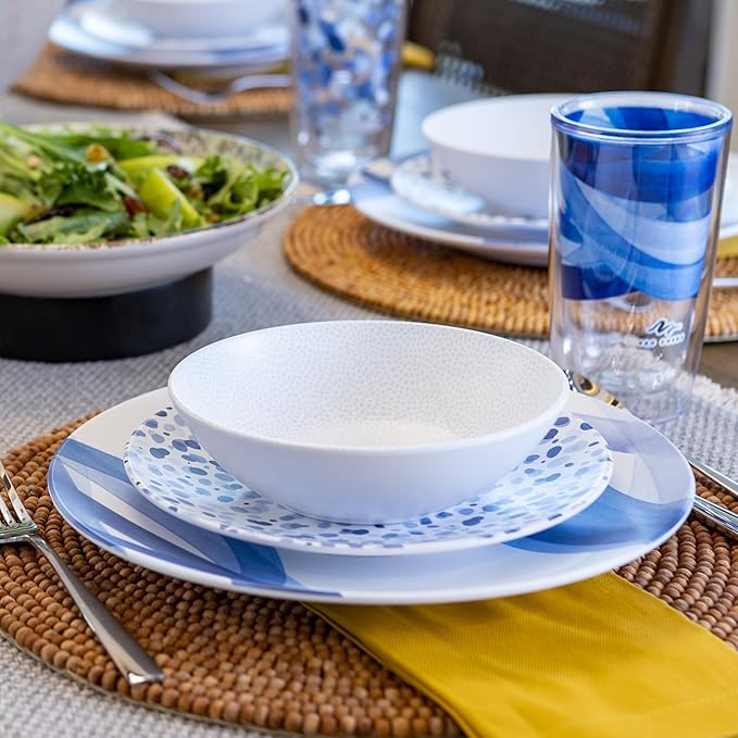 TervisHome Melamine Bowls - Set of 4 | Yao Cheng Azure Collection | Durable Stoneware-like Quality, Dishwasher Safe, Perfect for Indoor and Outdoor Use