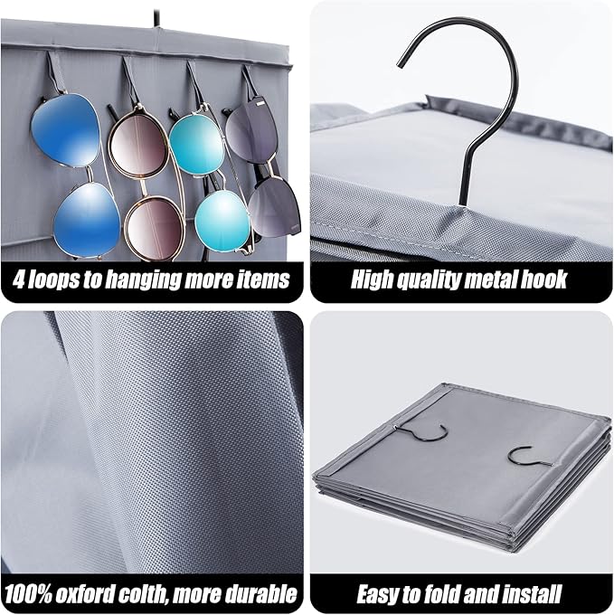 LADYBRO Hat Rack for Closet Hat Organizer, 10-Shelf Organizer for Fedora Trilby Hanging Storage Display Hanger Holder Caps Sunglass, Oxford Cloth Grey