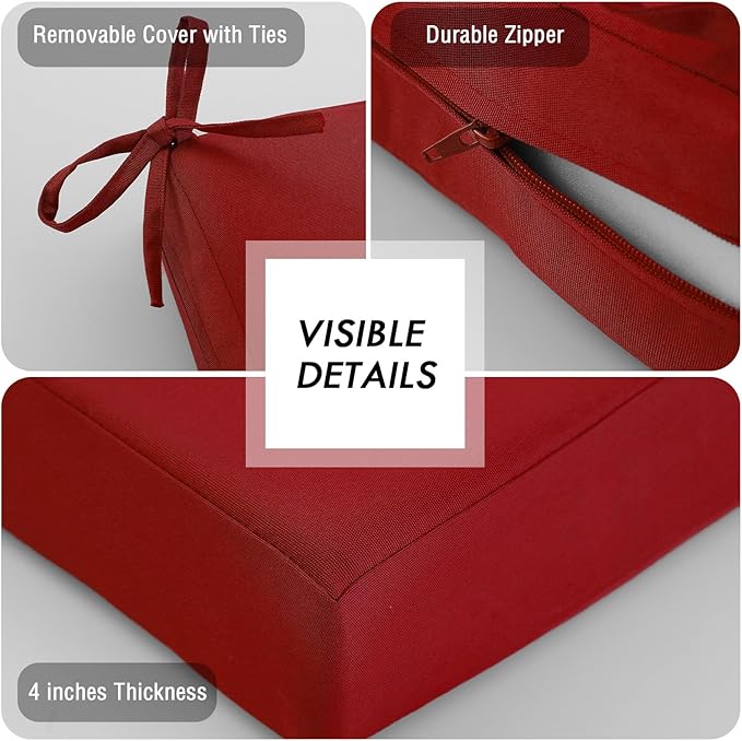 idee-home Outdoor Cushions for Patio Furniture, Waterproof Outdoor Seat Cushion Hampton Bay Deep Seat Replacement Cushions for Garden