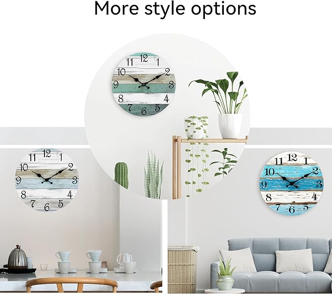 CHYLIN Wall Clock, 18 Inch Beach Wall Clocks Battery Operated, Coastal Ocean Themed Blue Clock Decor for Lake House, Home Clearance, Kitchen, Pool, Bathroom(18")