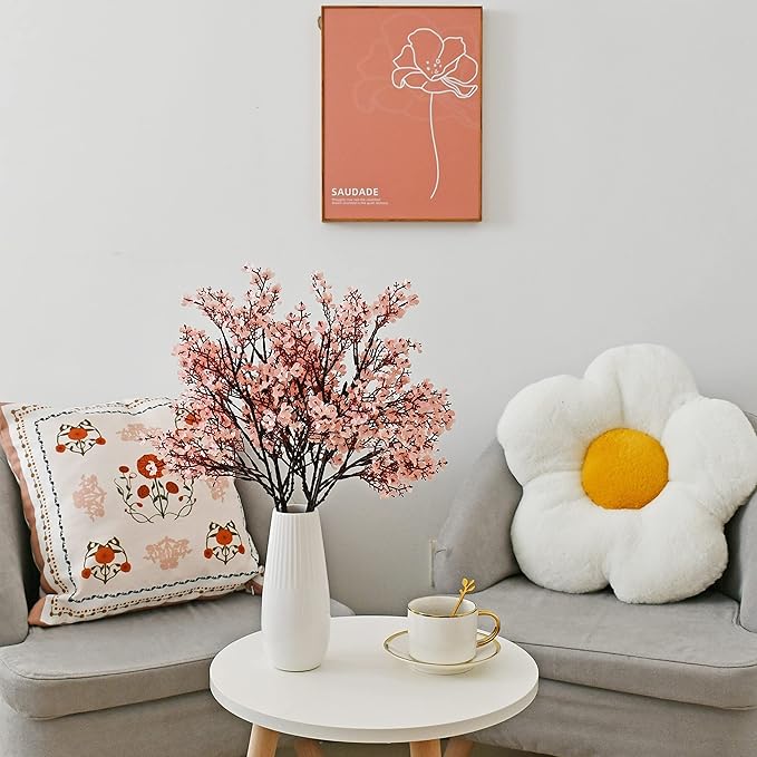 Mandy's Light Pink Artificial Baby’s Breath Flowers 6 Bundles Silk Gypsophila with Bendable Stems for Fall Centerpiece Wedding Decor and Table Arrangements