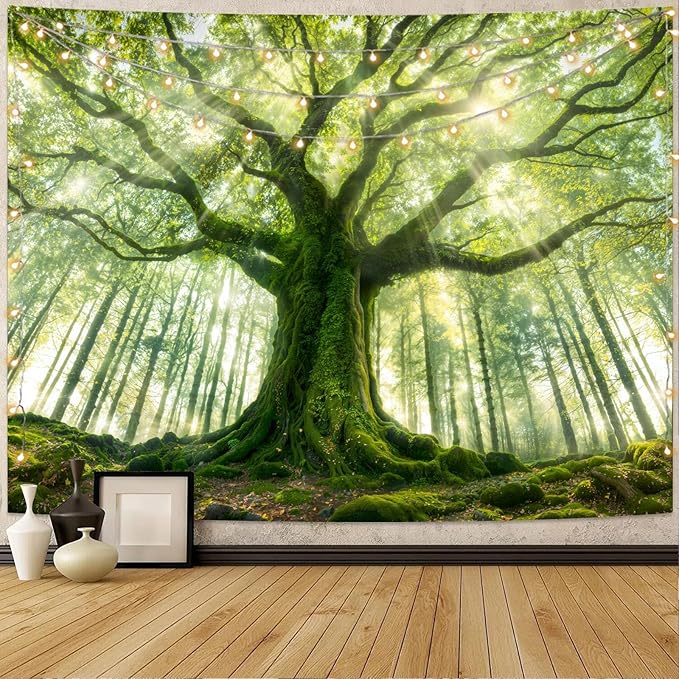 Kanuyee Forest Tree Tapestry Majestic Tapestry Large Nature tapestries Wall Hanging for Bedroom and Living Room Tree 44×60 Inches