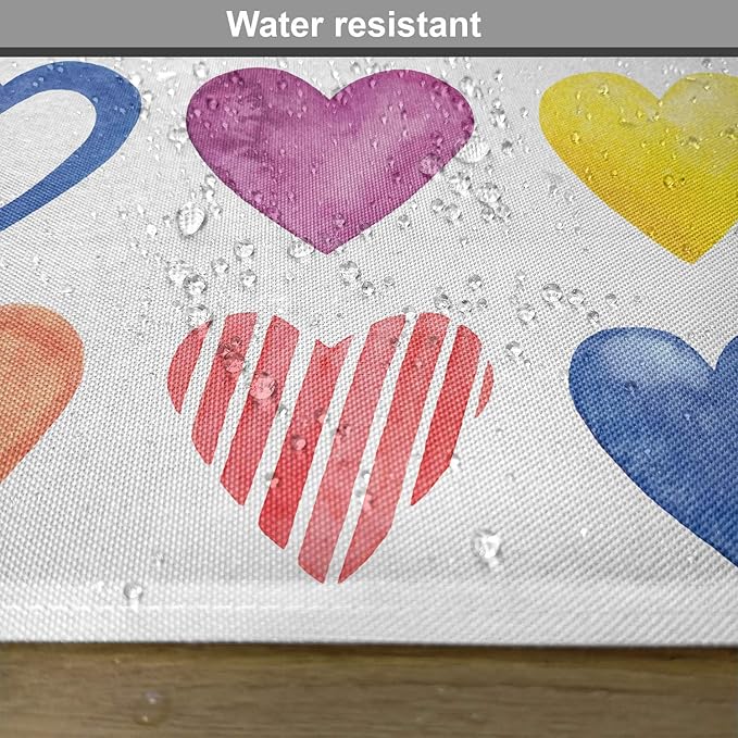 Ambesonne Grunge Place Mats Set of 4, Rainbow Color Heart Shapes Valentine's Day Design Romantic His and Hers Theme, Washable Fabric Placemats for Dining Table, Standard Size, Red Multicolor