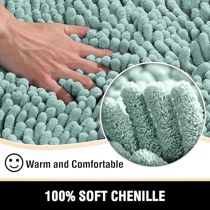 H.VERSAILTEX Bathroom Rugs Bath Mats Non Slip Luxury Chenille Bathroom Rug Mat 24x36 Extra Soft and Absorbent Shaggy Rugs Washable Dry Fast Plush Area Carpet Mats, Tub - Aqua