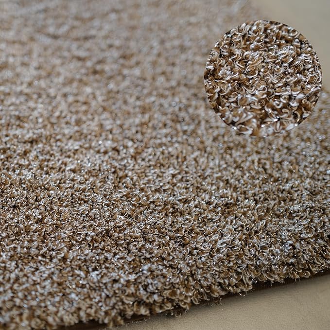 Douceur Brown Bathroom Rugs Non Slip, Super Soft Microfiber Fluffy Absorbent Bath Rugs for Bathroom, Quick Dry Shower Mat, 32" x 20"