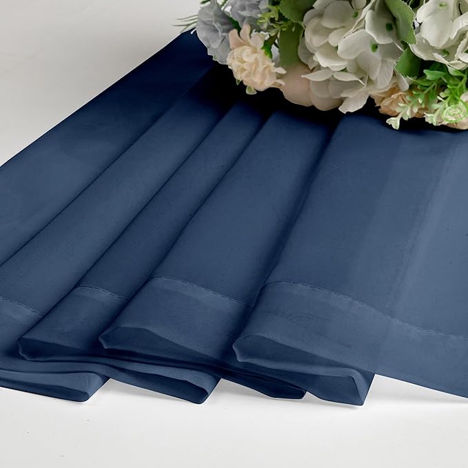 Aiyufeng Navy Blue Sheer Window Curtain Panels 54 Inch, Set of 2, Light Filtering Solid Voile Kitchen Curtains Drapes for Small Window/Kid's Room/Bathroom/Living Room/Bedroom, Rod Pocket, 40W x 54L