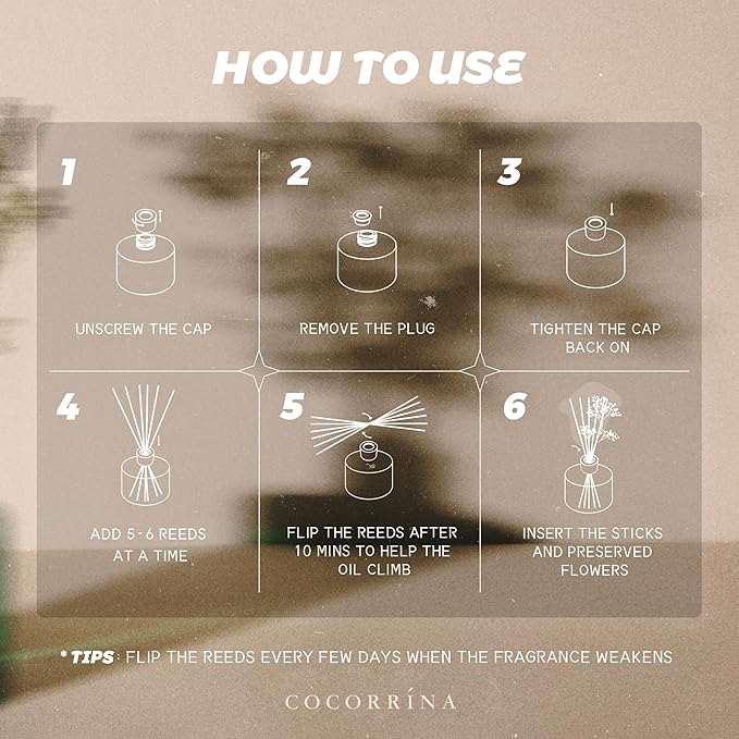 COCORRÍNA Reed Diffuser - Vanilla 6.7 Fl.oz Reed Diffuser with Sticks Bitrhday for Mom, Home Fragrance