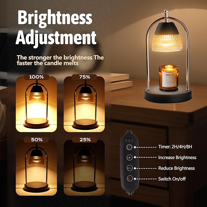 GEEZO Fragrance Candle Warmer Lamp,Electric Candle Warmer with Timer & Dimmer,Mom Christmas Birthday Gifts for Women, House Warming Gifts New Home Bedroom Decor