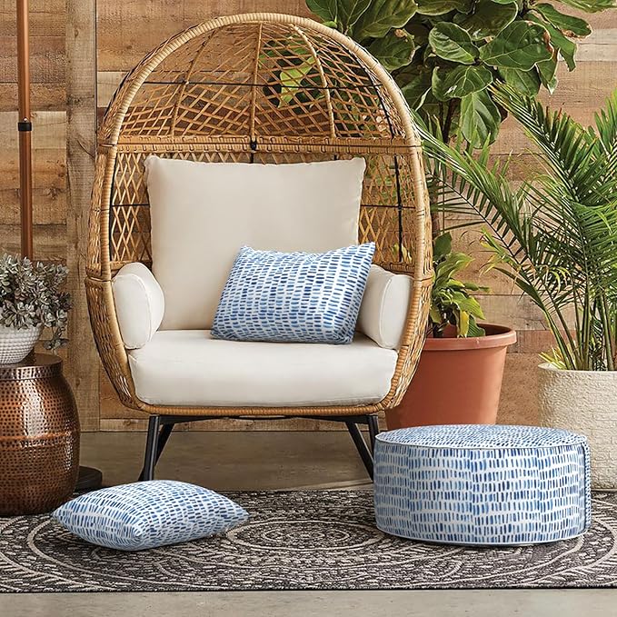LVTXIII Outdoor Lumbar Pillow Covers ONLY, Patio Decorative, Fluffy Fade-Resistant Cushion Cases for Home Balcony and Garden, 12x20 Inch, Pack of 2, Pebble Blue